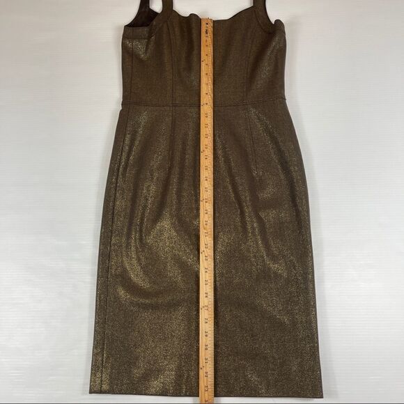 Eccoci Dress Party Cocktail Sheath Brown Gold Wool Women's 6 Bodycon - Picture 10 of 11